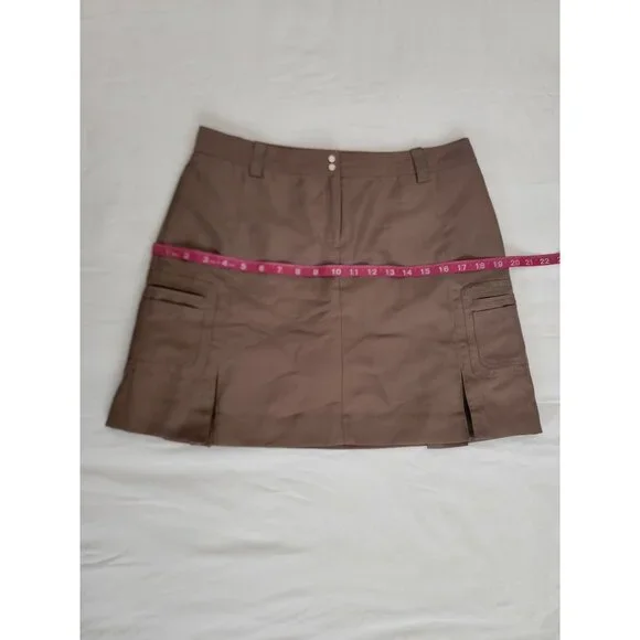 IZOD XFG Women's Athletic Golf Tennis Inner Shorts Cargo Skirt Dark Brown Sz 4 - Picture 12 of 13